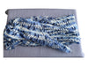 J. McLaughlin Blue & White Wool All Over Print Fringe Accent scarf Blue & White / Large