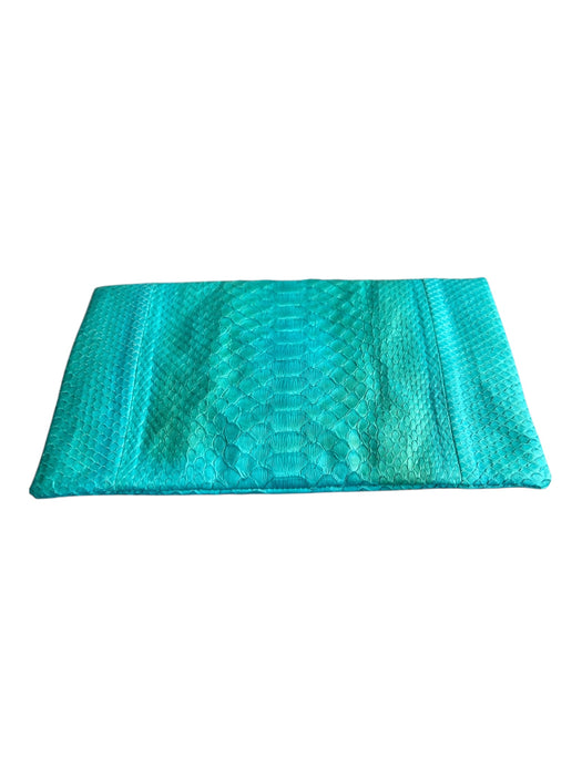 Alma Bags Aqua Reptile Fold Over Clutch Envelope Bag Aqua / Small