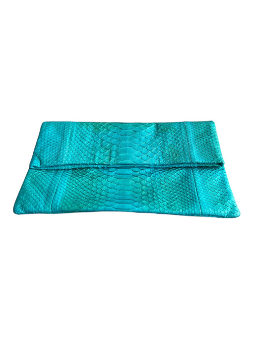 Alma Bags Aqua Reptile Fold Over Clutch Envelope Bag Aqua / Small