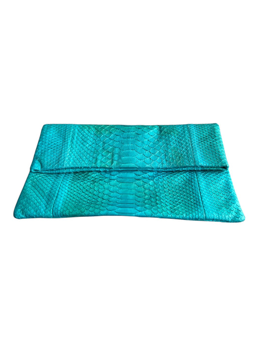 Alma Bags Aqua Reptile Fold Over Clutch Envelope Bag Aqua / Small