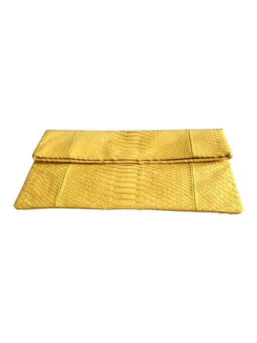 Alma Bags Yellow Gold Reptile Fold Over Clutch Envelope Bag Yellow Gold / Small