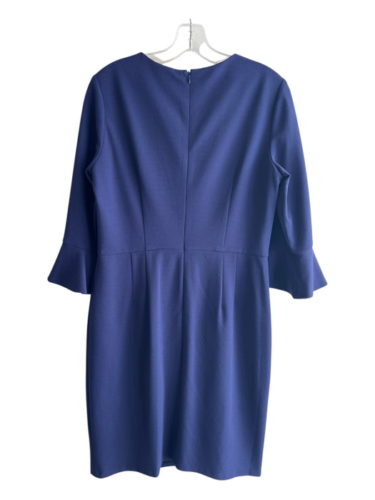 Donna Morgan Size 10 Blue Polyester Blend Crew Neck Ruffle Sleeve Detail Dress Blue / 10