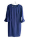 Donna Morgan Size 10 Blue Polyester Blend Crew Neck Ruffle Sleeve Detail Dress Blue / 10