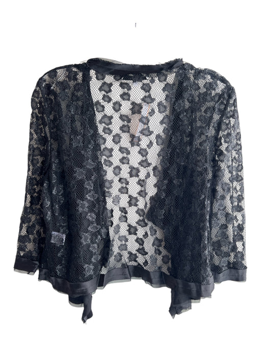 Milly Black Silk Open Front Short Sleeve Silver Detail Light Weight Shawl Black / 6