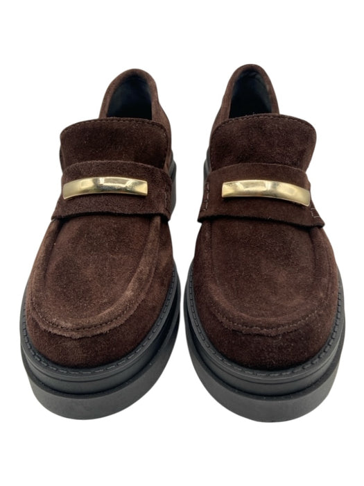 Steve Madden Shoe Size 7.5 Brown & Gold Suede Gold Detail Platform Loafers Brown & Gold / 7.5