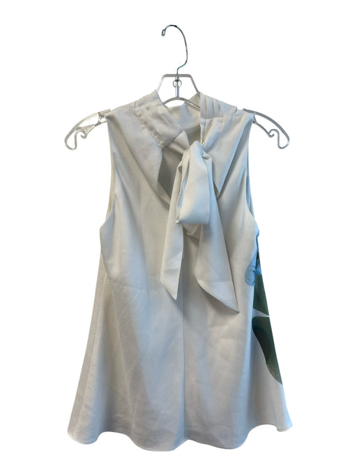 Ted Baker Size 2 White, Green & Blue No Fabric Tag Sleeveless Tie at Neck Top White, Green & Blue / 2