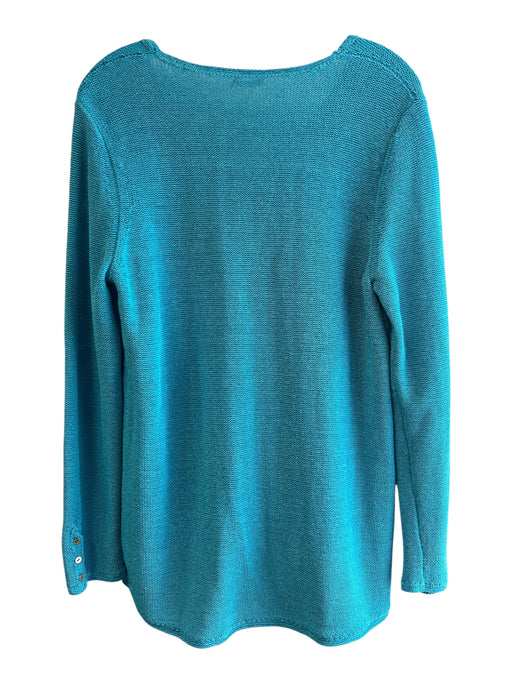 J Mclaughlin Size Medium Teal Blue Polyester Blend V Neck Long Sleeve Knit Top Teal Blue / Medium