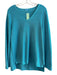 J Mclaughlin Size Medium Teal Blue Polyester Blend V Neck Long Sleeve Knit Top Teal Blue / Medium