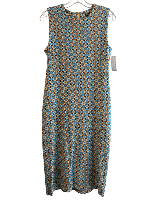 J Mclaughlin Size Medium Yellow & Blue No Fabric Tag Crew Neck Sleeveless Dress Yellow & Blue / Medium