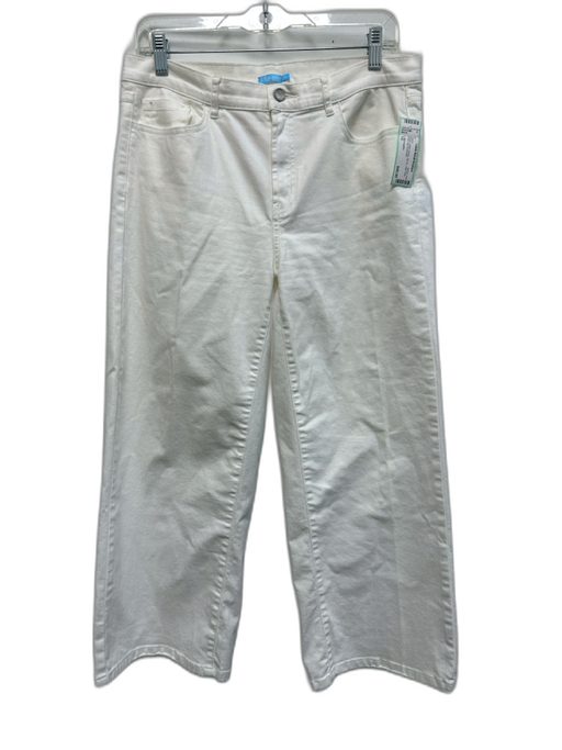 J. McLaughlin Size 10 White Cotton Denim Zip Fly High Rise Wide Leg Jeans White / 10