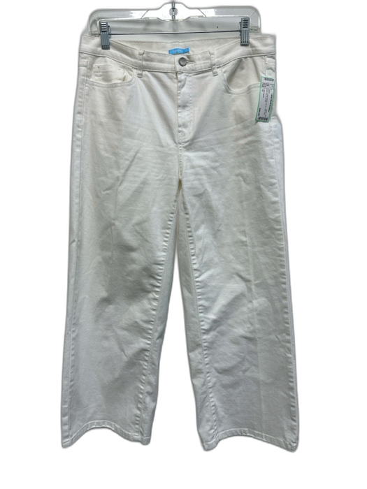 J. McLaughlin Size 10 White Cotton Denim Zip Fly High Rise Wide Leg Jeans White / 10