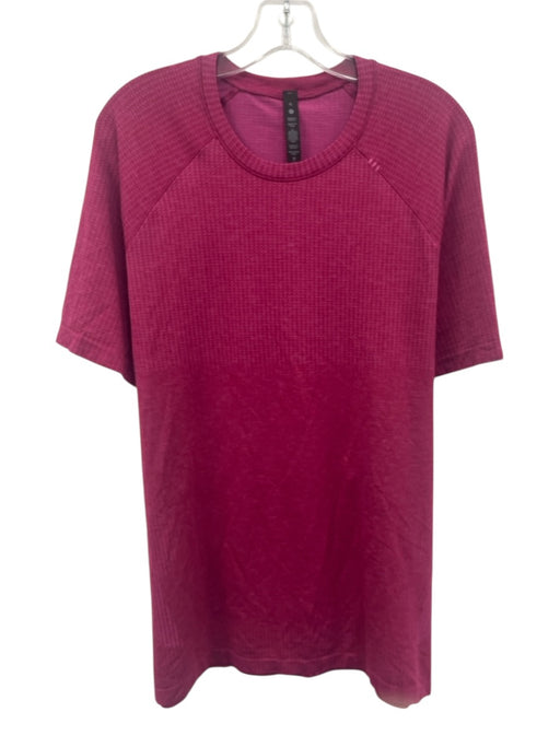 Lululemon Size XL Magenta Synthetic Heathered Athletic T Shirt Short Sleeve Magenta / XL