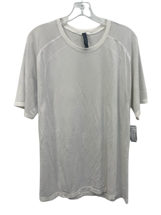 Lululemon Size XL White Synthetic Striped Athletic T Shirt Men's Short Sleeve White / XL