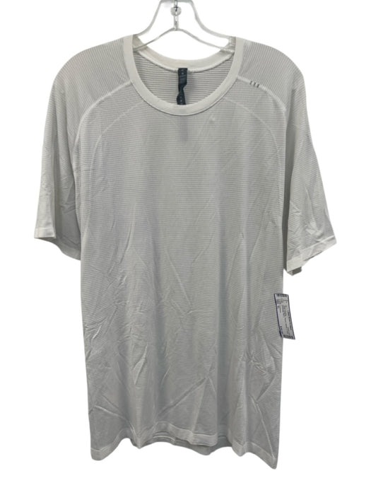 Lululemon Size XL White Synthetic Striped Athletic T Shirt Men's Short Sleeve White / XL