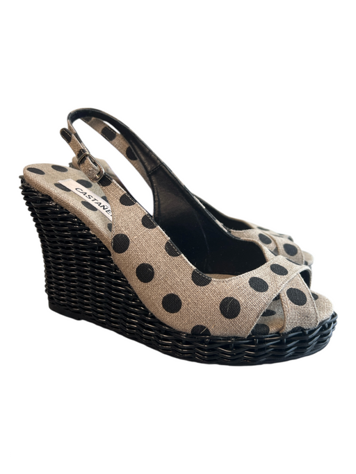 Castaner Shoe Size 38 Black & Beige Manmade Material Polka Dots Slingback Shoes Black & Beige / 38