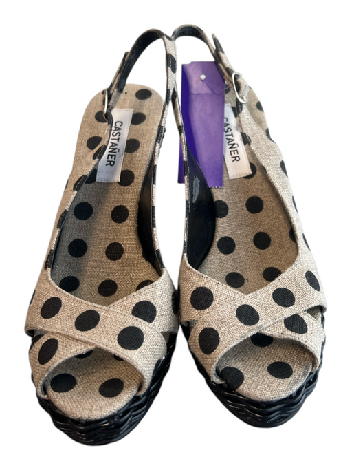 Castaner Shoe Size 38 Black & Beige Manmade Material Polka Dots Slingback Shoes Black & Beige / 38