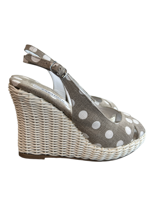 Castaner Shoe Size 38 White & Beige Manmade Material Polka Dots Slingback Shoes White & Beige / 38