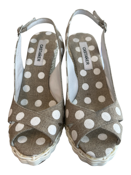 Castaner Shoe Size 38 White & Beige Manmade Material Polka Dots Slingback Shoes White & Beige / 38