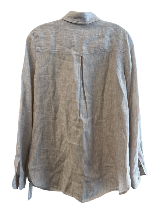 J Mclaughlin Size S Brown & Cream Cotton Collared Button Up Long Sleeve Top Brown & Cream / S