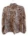 J Mclaughlin Size S Brown & Cream Cotton Collared Button Up Long Sleeve Top Brown & Cream / S