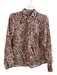 J Mclaughlin Size S Brown & Cream Cotton Collared Button Up Long Sleeve Top Brown & Cream / S