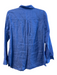 J Mclaughlin Size S Blue Linen Collared Button Up Long Sleeve Striped Hi Low Top Blue / S