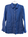 J Mclaughlin Size S Blue Linen Collared Button Up Long Sleeve Striped Hi Low Top Blue / S