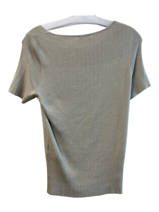 Akris Size 12 Beige Silk Square Neck Knit Short Sleeve Top Beige / 12