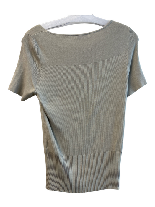 Akris Size 12 Beige Silk Square Neck Knit Short Sleeve Top Beige / 12