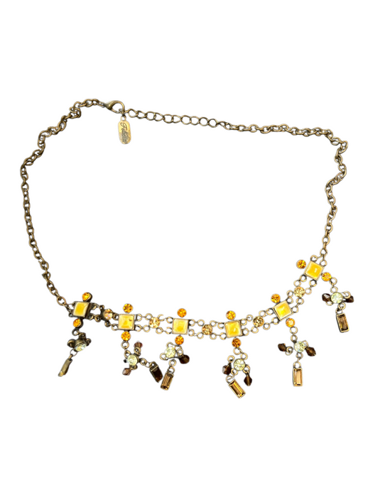 Felicia Metal Lobster Clasp Stones Dangle Necklace
