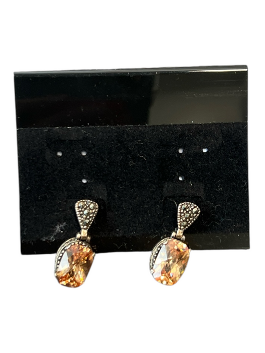 No Brand Silver & Orange Metal Crystal stud backing Earrings Silver & Orange