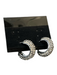 No Brand Silver Metal Stone Detail Hoops Clasp Earrings Silver