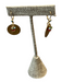 No Brand Gold Metal Circle Stone Detail Dangle Clasp Earrings Gold
