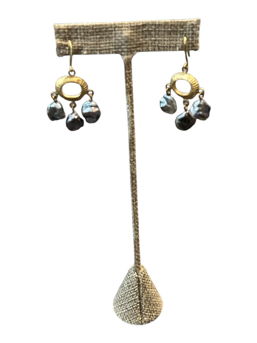 No Brand Gold & Gray Metal Abstract Dangle Earrings Gold & Gray