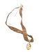 No Brand Beige & Silver RIBBON Metal Stone Pendant Lobster Clasp Necklace Beige & Silver