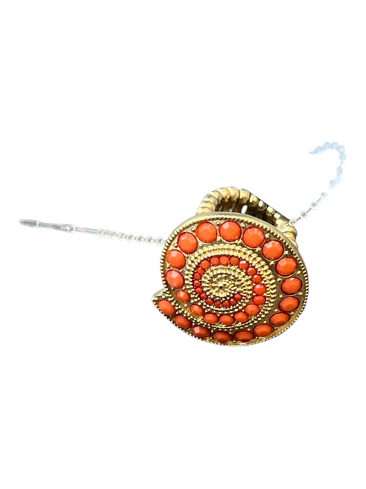 No Brand Orange & Gold Metal Stone Swirl Detail Stretch Ring Orange & Gold