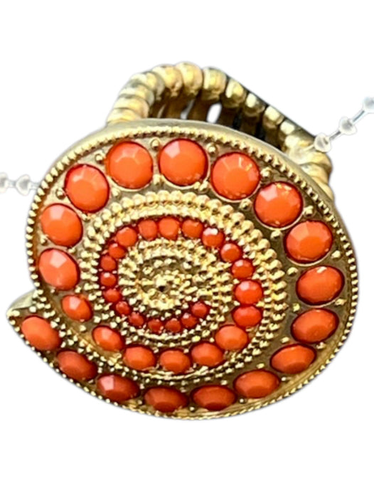 No Brand Orange & Gold Metal Stone Swirl Detail Stretch Ring Orange & Gold