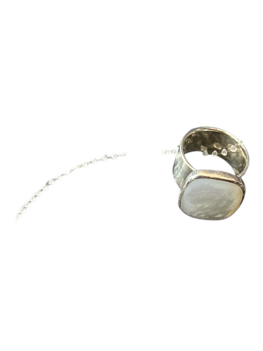 No Brand Silver Metal White Stone Ring Silver