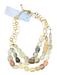 No Brand Multi Metal Stone Chain Link Triple Strand Necklace Multi