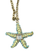 Liz Palacios Blue & Green Metal Crystal Detail Chain Link Star Fish Necklace Blue & Green