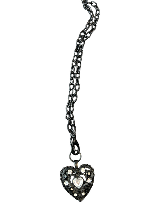 No Brand Black Metal Chain Link Heart Pendant Lobster Clasp Necklace Black