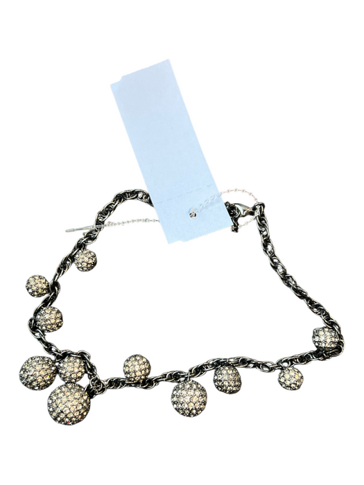 T Black Metal Chain Link Crystal Pendants Lobster Clasp Necklace Black