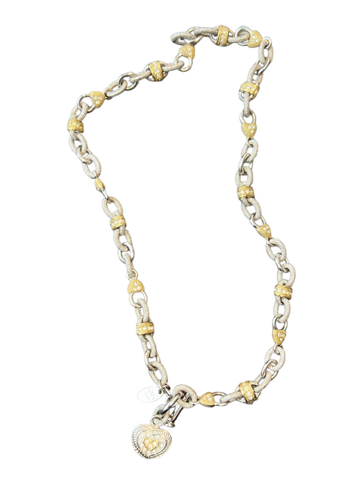 Lauren G Adams Silver & Gold Metal Chain Link Heart Pendant Necklace Silver & Gold