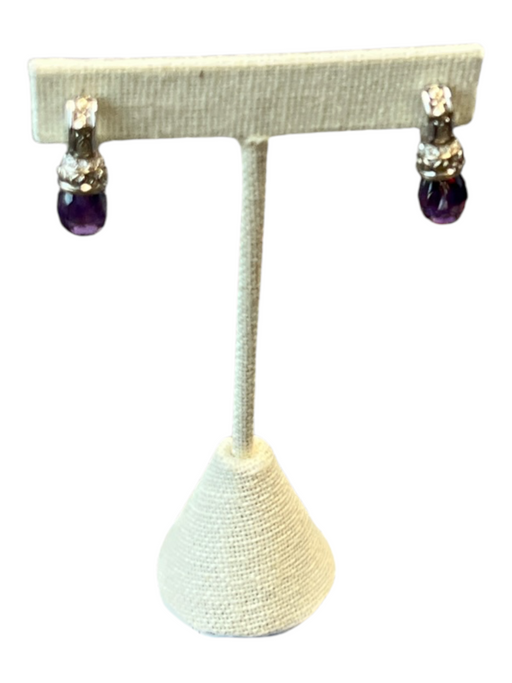 Lauren G Adams Silver & Purple Metal Purple stone Clasp Earrings Silver & Purple