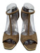 Gucci Shoe Size 37 Brown & Gold Leather Suede Gold hardware T Strap Sandals Brown & Gold / 37