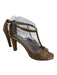 Gucci Shoe Size 37 Brown & Gold Leather Suede Gold hardware T Strap Sandals Brown & Gold / 37