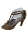 Gucci Shoe Size 37 Brown & Gold Leather Suede Gold hardware T Strap Sandals Brown & Gold / 37