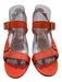Trina Turk Shoe Size 7 Coral Orange Leather open toe Strappy Block heel Sandals Coral Orange / 7