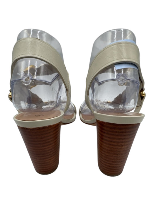 Trina Turk Shoe Size 7 White Leather open toe Strappy Stacked Heel Sandals White / 7