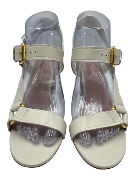 Trina Turk Shoe Size 7 White Leather open toe Strappy Stacked Heel Sandals White / 7